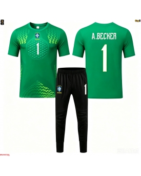 Brazilia Alisson Becker #1 Portarii Echipament de Fotbal Replică Mondial 2026 Copii Deplasare (+ Șorturi)